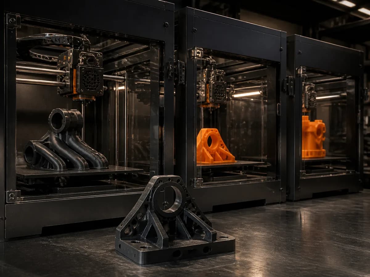 Professionelle 3D-Drucker mit technischen Bauteilen